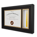 New Design Custom Black Wood Diploma Tassel Shadow Box 11x17.5 Frame for 8.5x11 Document Photo Frame Wholesale